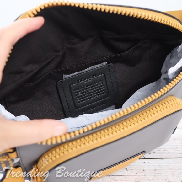 NWT Coach Smooth Leather Track Belt Bag Fanny Pack in Heather Grey Flax - Picture 10 of 10